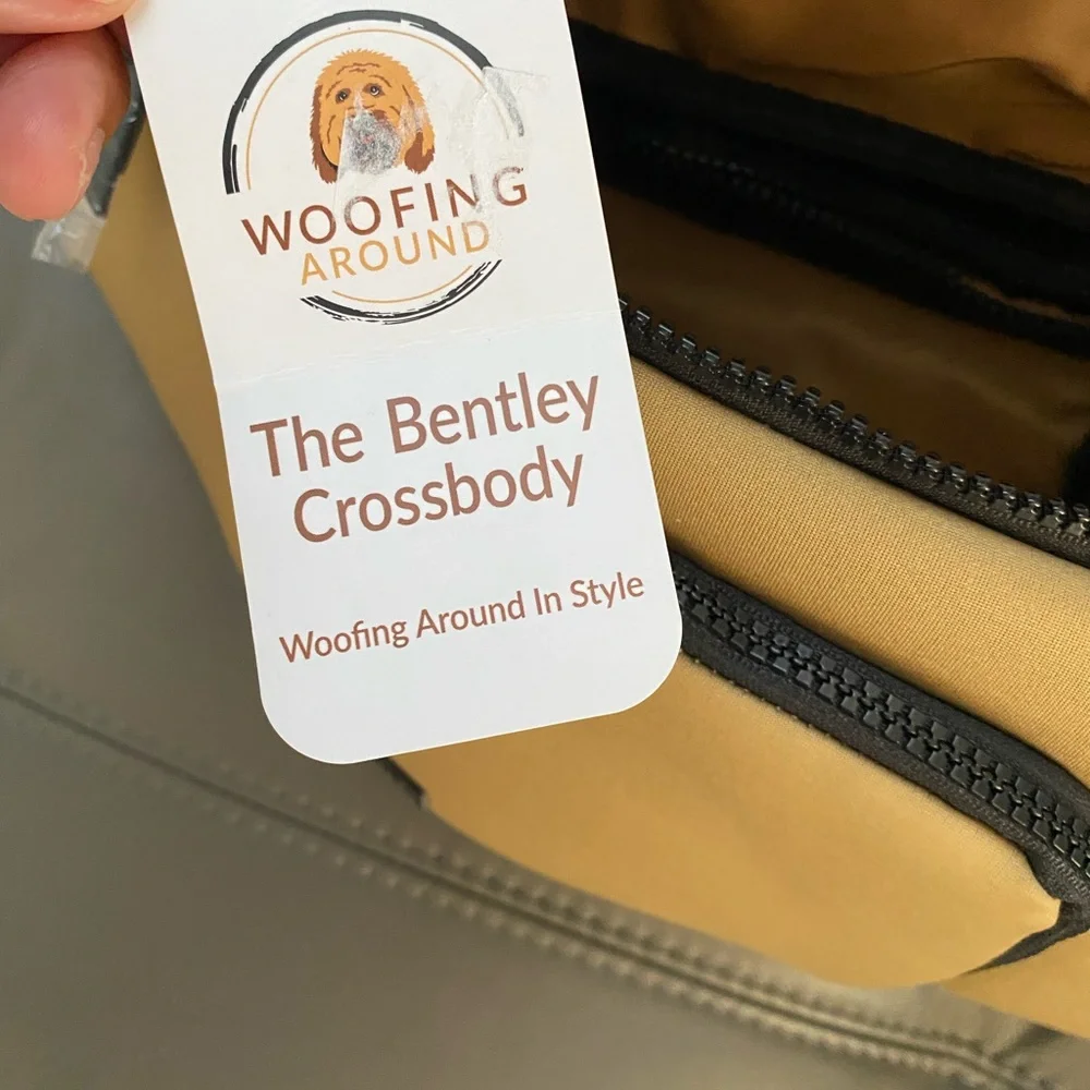 NWT Woofing Around The Bentley Tan Crossbody/Sling Premium Bag.